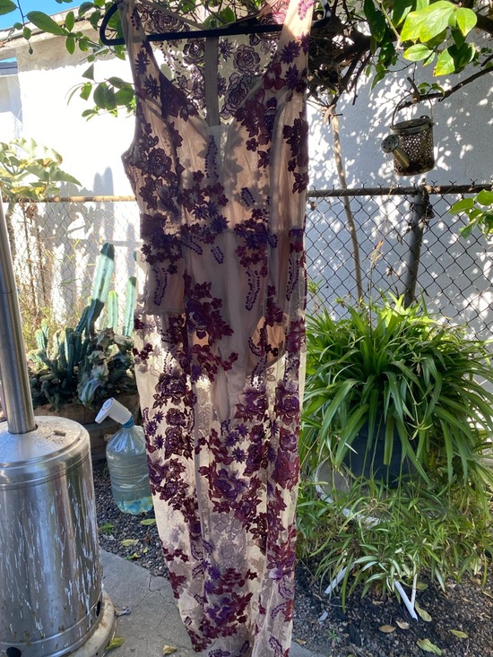 24r Dresses & Skirts - Sleeveless Floral Embroidered Maxi Dress in Purple